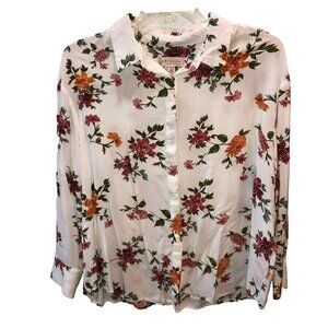 Philosophy Blouse Womens Plus Size 3X Floral Long Sleeve Button Up Viscose Shirt